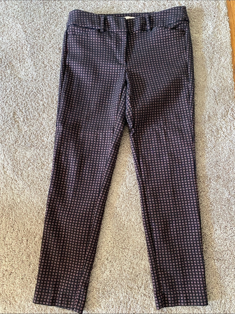 LOFT Black and purple Printed Skinny Pants